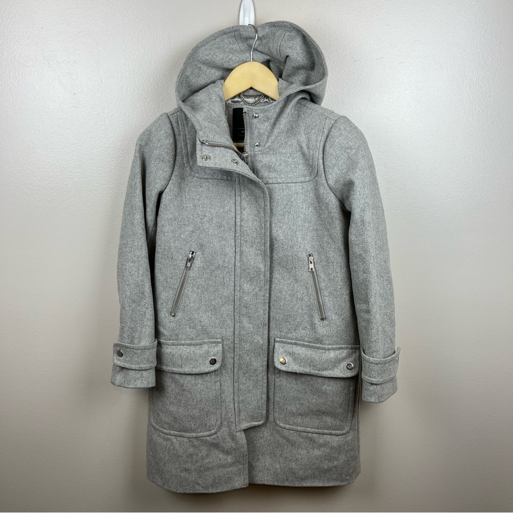 J.Crew Women's Wool Melton Duffle Coat Size 00 Petite Heather Dove Gray Winter